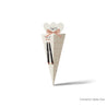 Pencil in a cone-shaped packaging with a bow on a white background