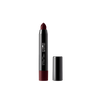Lipstick with black casing and red lipstick on a white background